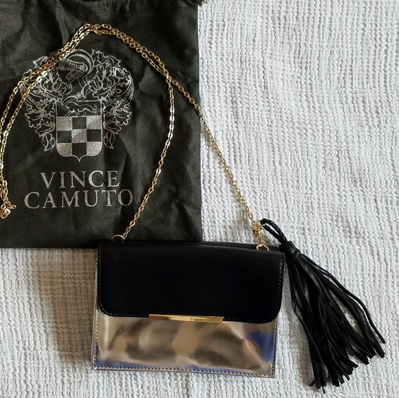Vince Camuto Tassel Crossbody Black/Silver Bag - Picture 2 of 6